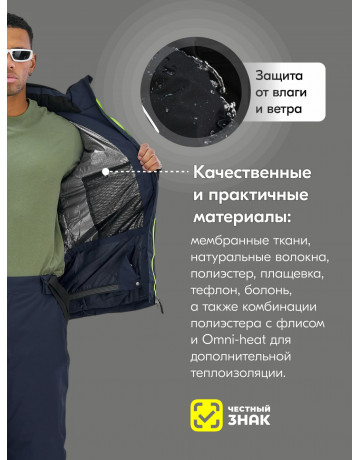 Мужской зимний горнолыжный костюм, тёмно-синий