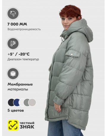 Пуховик зимний женский с капюшоном, модный зелёный