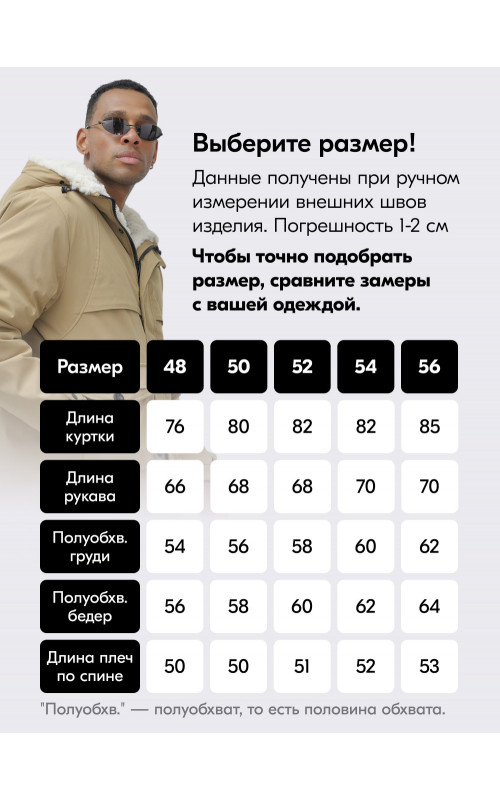 Мужская зимняя удлиненная парка с мехом, горчичный.