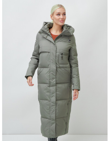 Длинный зимний пуховик с капюшоном для женщин