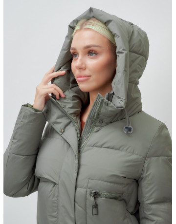 Длинный зимний пуховик с капюшоном для женщин