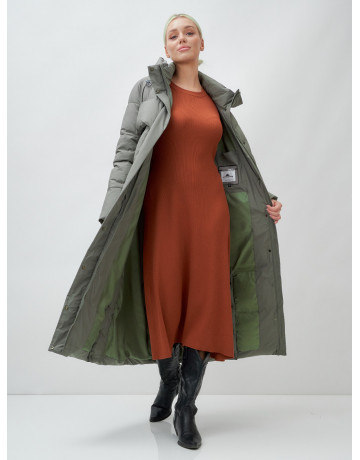 Длинный зимний пуховик с капюшоном для женщин