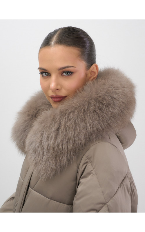 Длинный зимний пуховик премиум-класса