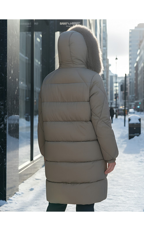 Длинный зимний пуховик премиум-класса
