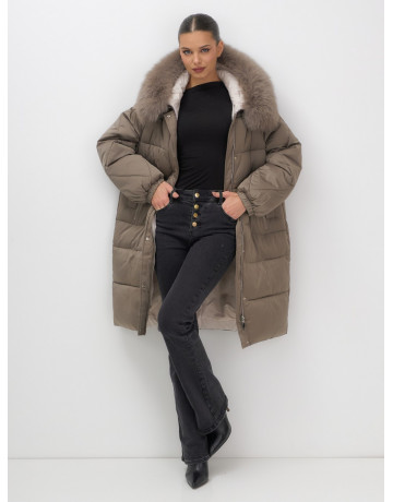 Длинный зимний пуховик премиум-класса