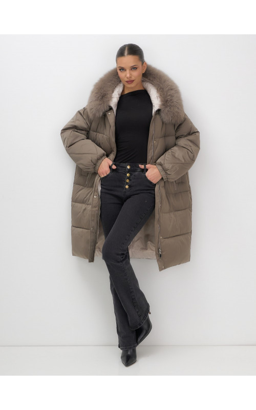 Длинный зимний пуховик премиум-класса