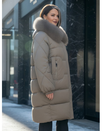 Длинный зимний пуховик премиум-класса