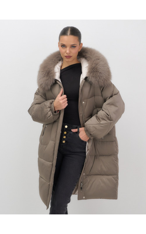 Длинный зимний пуховик премиум-класса