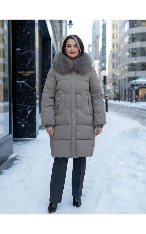 Длинный зимний пуховик премиум-класса