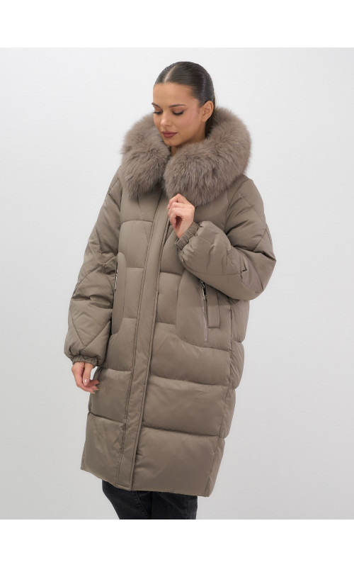 Длинный зимний пуховик премиум-класса