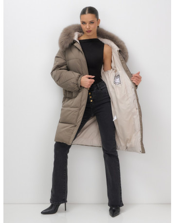 Длинный зимний пуховик премиум-класса