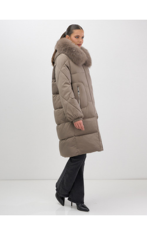 Длинный зимний пуховик премиум-класса