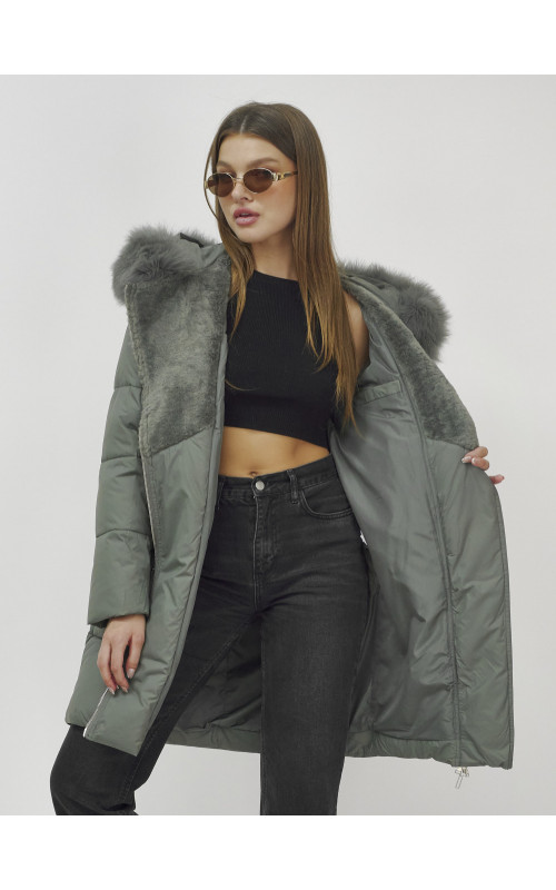 Зимняя куртка премиум-класса с мехом енота и кролика для женщин