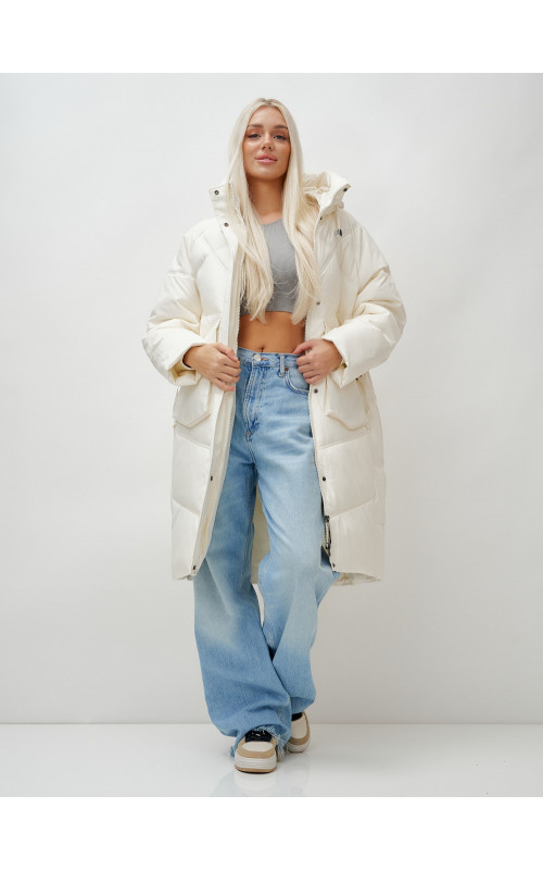 Длинный зимний пуховик с капюшоном «Летучая мышь» для женщин