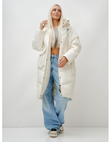 Длинный зимний пуховик с капюшоном «Летучая мышь» для женщин