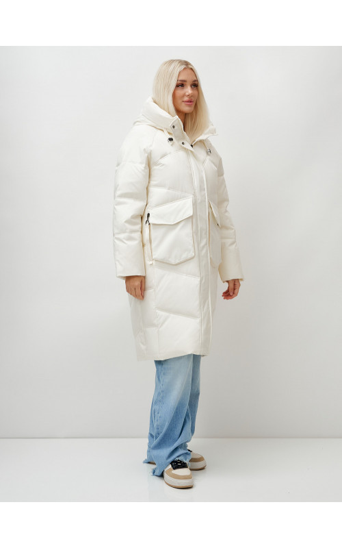 Длинный зимний пуховик с капюшоном «Летучая мышь» для женщин