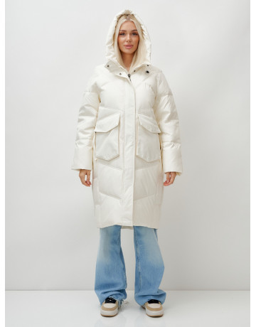 Длинный зимний пуховик с капюшоном «Летучая мышь» для женщин