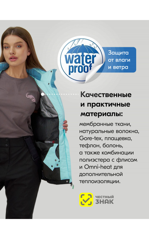 Женский горнолыжный костюм голубой.