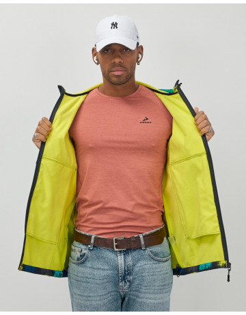 Мужская спортивная ветровка с капюшоном softshell, жёлтая