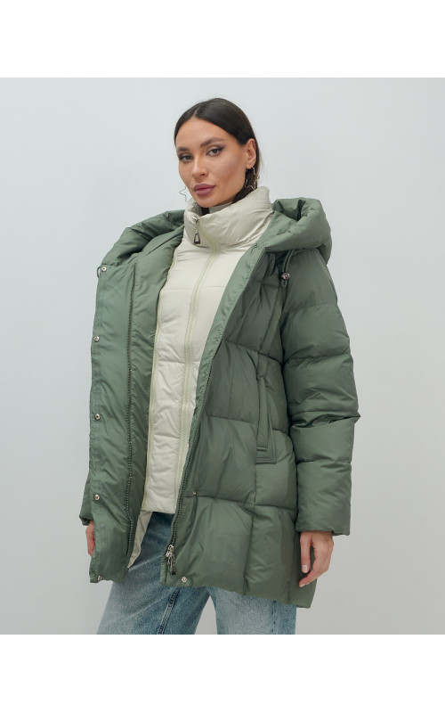 Женская зимняя куртка с капюшоном, размер 48–56.