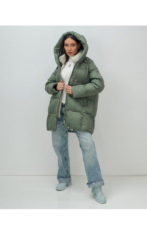 Женская зимняя куртка с капюшоном, размер 48–56.