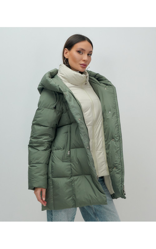 Женская зимняя куртка с капюшоном, размер 48–56.