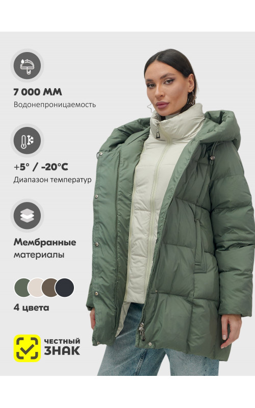 Женская зимняя куртка с капюшоном, размер 48–56.