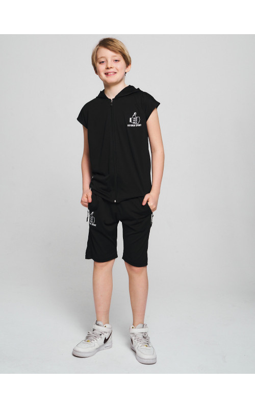 Летний спортивный костюм для мальчика с капюшоном