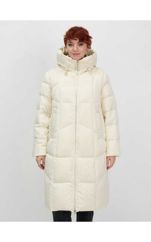 Длинный пуховик для женщин с капюшоном.