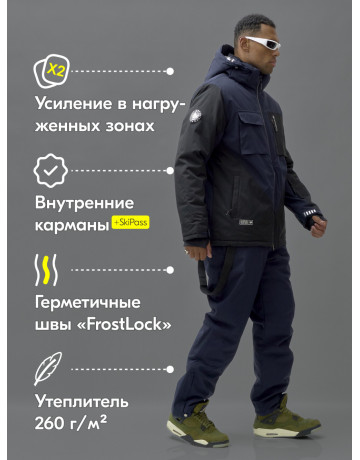 Мужской зимний горнолыжный костюм синего цвета