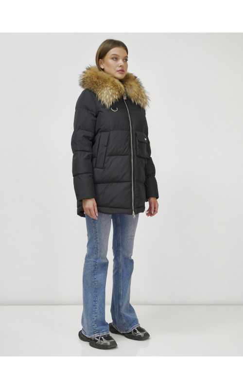 Женская зимняя куртка премиум-класса с мехом енота.