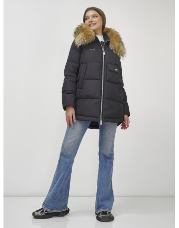 Женская зимняя куртка премиум-класса с мехом енота.