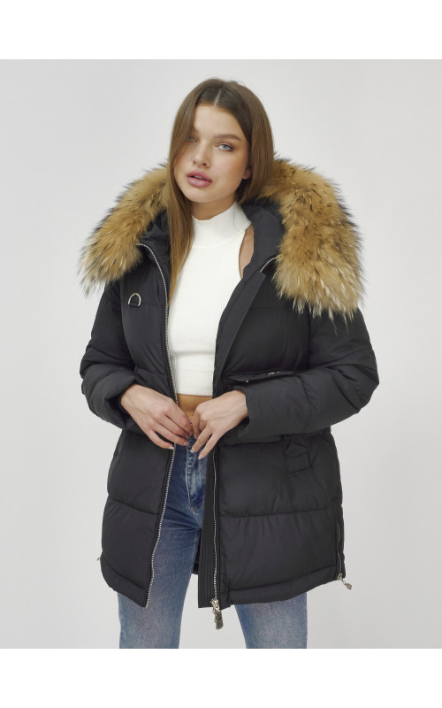 Женская зимняя куртка премиум-класса с мехом енота.