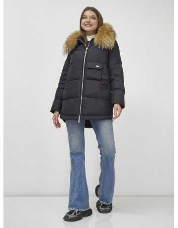 Женская зимняя куртка премиум-класса с мехом енота.