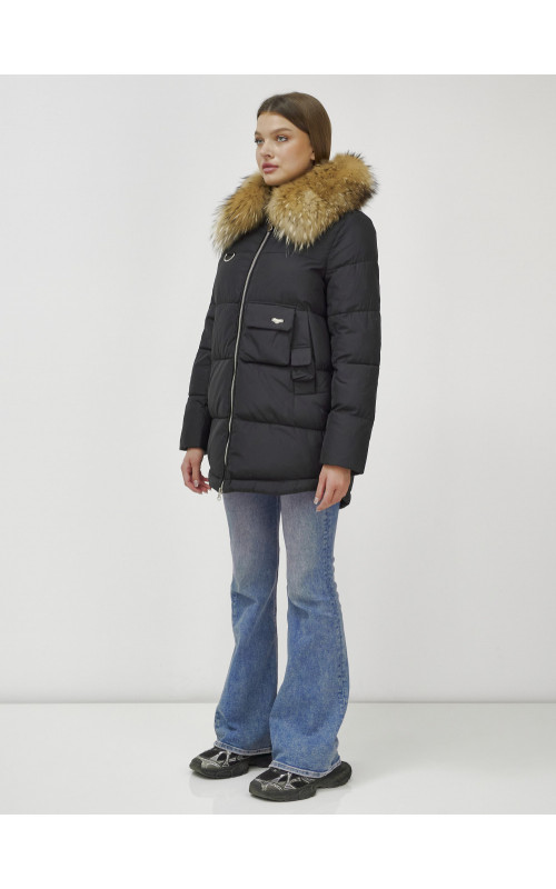 Женская зимняя куртка премиум-класса с мехом енота.