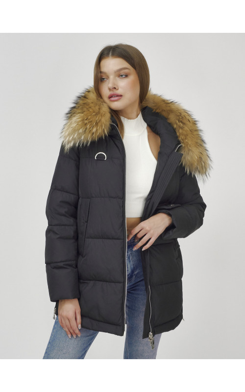 Женская зимняя куртка премиум-класса с мехом енота.
