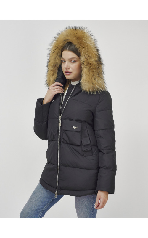 Женская зимняя куртка премиум-класса с мехом енота.
