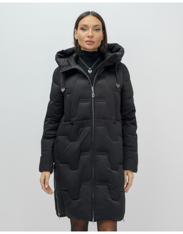Женский длинный пуховик с капюшоном для зимы.