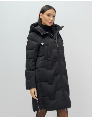 Женский длинный пуховик с капюшоном для зимы.