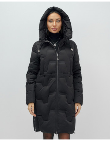 Женский длинный пуховик с капюшоном для зимы.