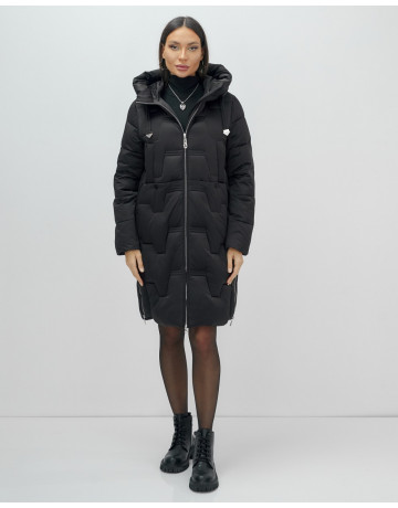 Женский длинный пуховик с капюшоном для зимы.