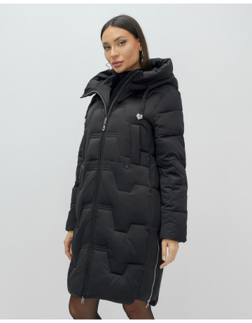Женский длинный пуховик с капюшоном для зимы.