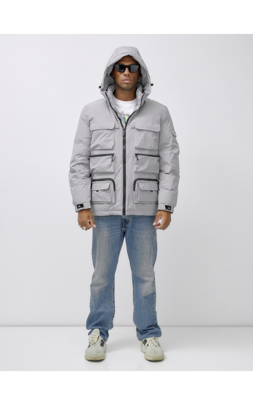 Мужская зимняя куртка большого размера с регулируемым капюшоном