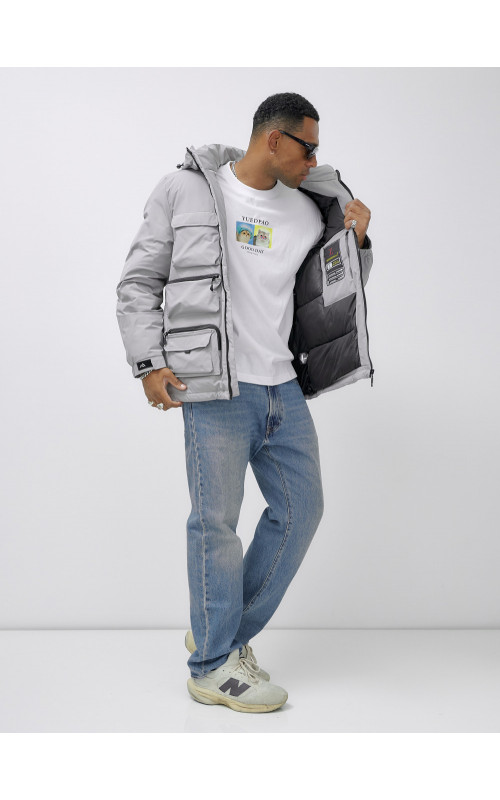 Мужская зимняя куртка большого размера с регулируемым капюшоном