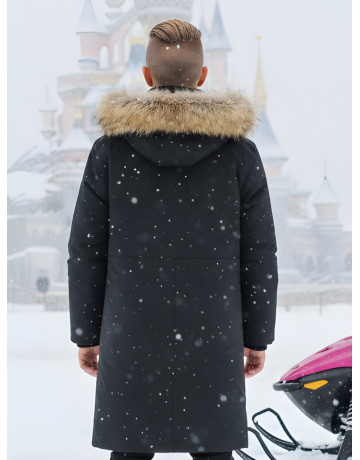Зимняя парка с мехом енота для мальчика-подростка