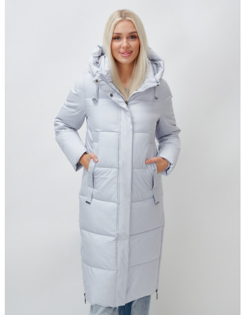 Длинный зимний пуховик с капюшоном для женщин