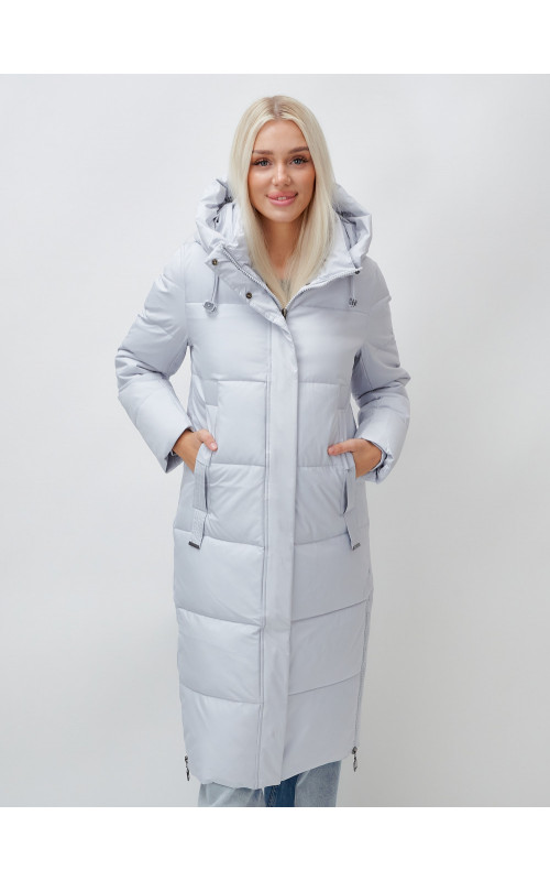 Длинный зимний пуховик с капюшоном для женщин