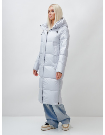 Длинный зимний пуховик с капюшоном для женщин