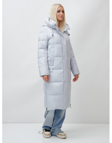 Длинный зимний пуховик с капюшоном для женщин