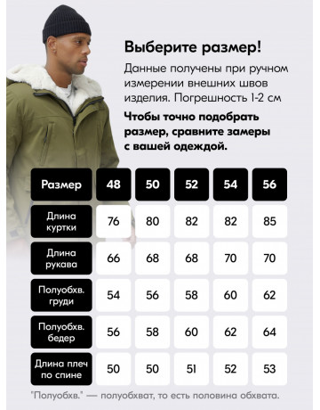 Мужская зимняя парка удлинённая с мехом, хаки